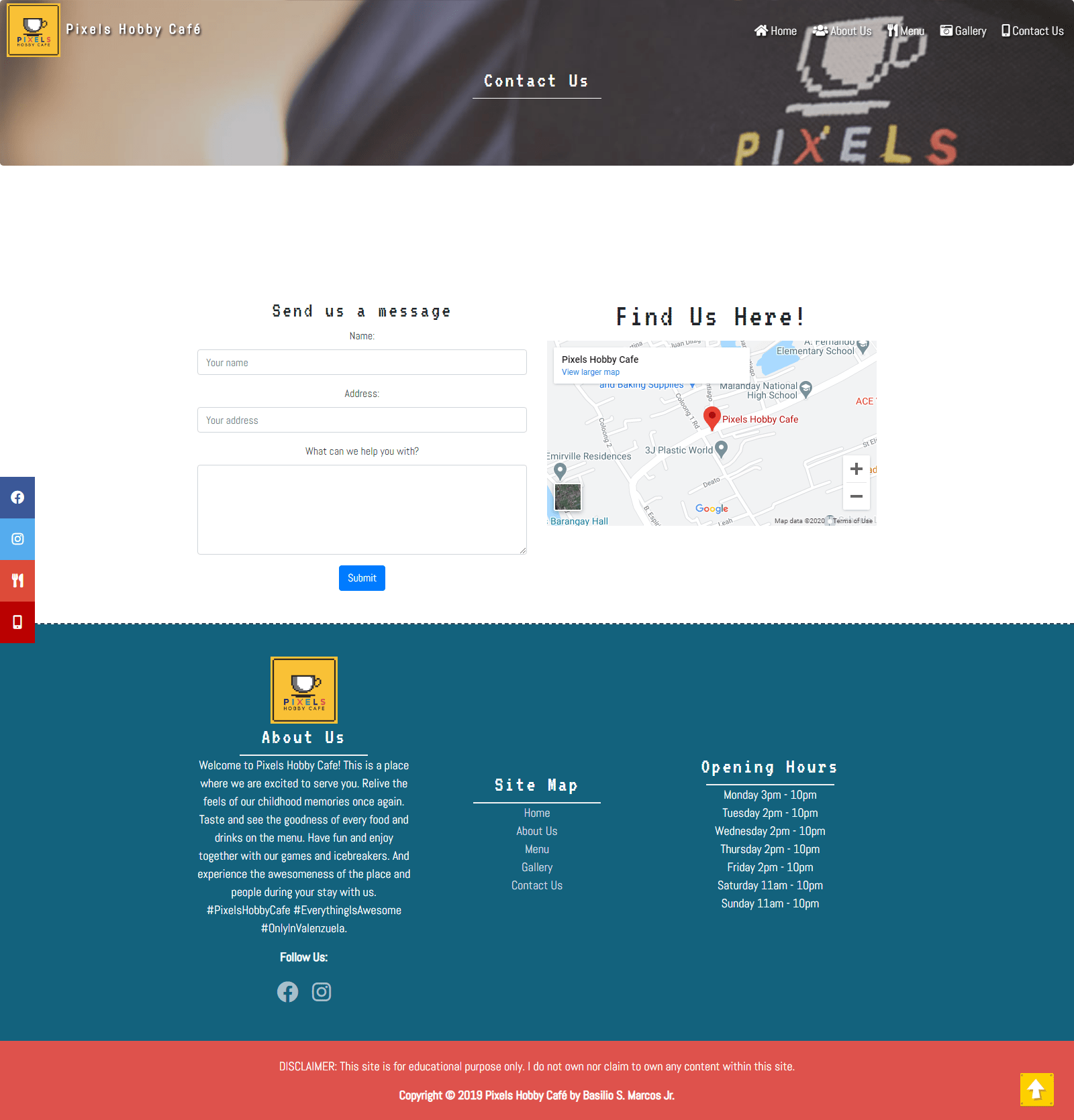 screencapture peterpanjb gitlab io pixels hobby cafe contact html 2020 09 02 17 14 51